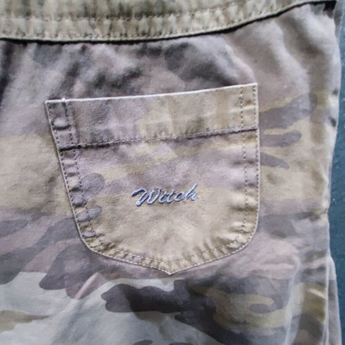 Vintage Y2K Witch military mini skirt like new, brown and green