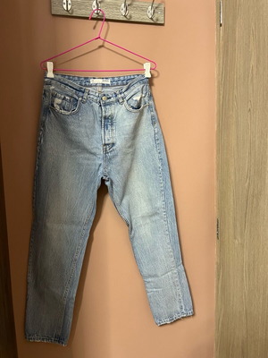 Τζιν παντελόνι Stradivarius mom regular fit μεταχειρισμένο, μπλε, μέγεθος L