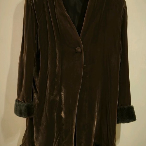Velvet chiffon handmade cape coat new size M