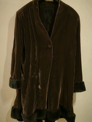 Velvet chiffon handmade cape coat new size M