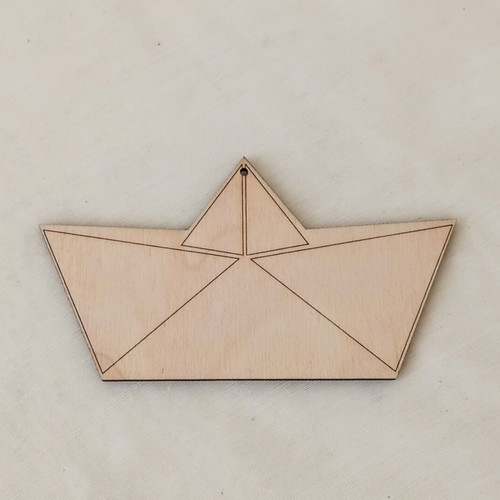 Wooden laser-cut boat shapes set of 5 for crafts and charms