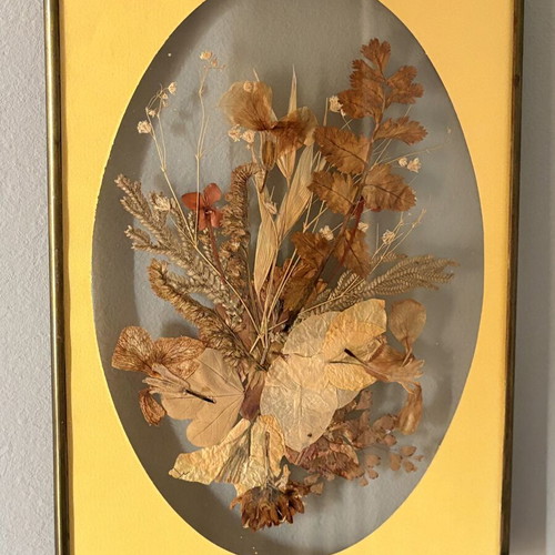 Vintage framed dried flower art