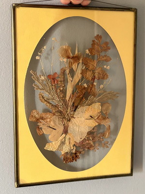 Vintage framed dried flower art
