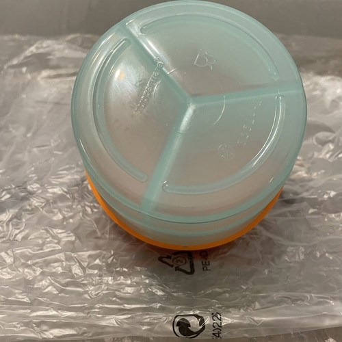 Tupperware baby food container with three compartments