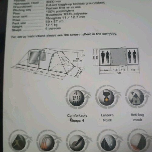 Easy Camp Wilmington Twin tent used, 6-8 person, 2 rooms