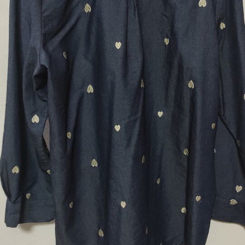 Shirt like denim fabric with heart pattern, new, size M