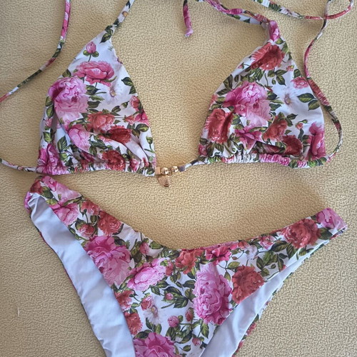 Vassia Kostara pink passion bikini set, medium bottom, XL top