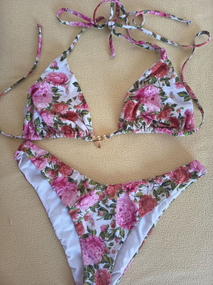 Vassia Kostara pink passion bikini set, medium bottom, XL top