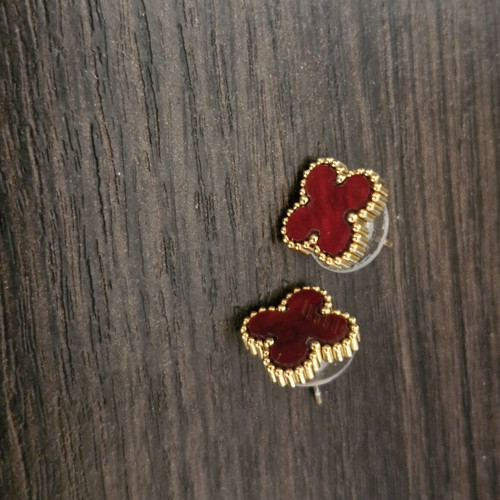 Burgundy earrings like new with gold trim, small size