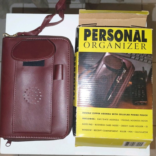 Leather personal organiser brown vintage new