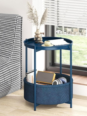Modern round side table with storage, new