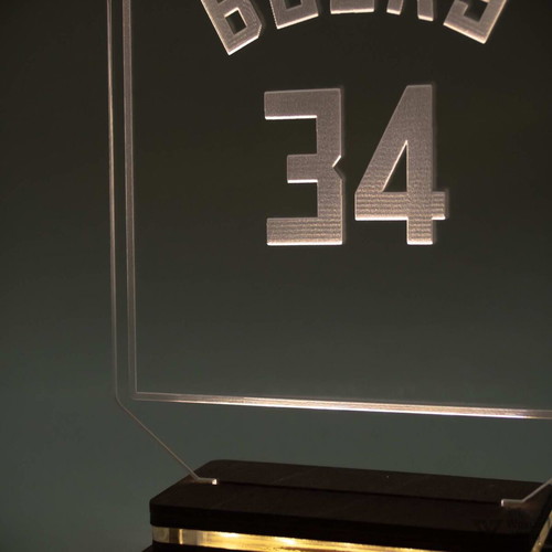 LED Light NBA Jersey with Logo and Wooden Base New