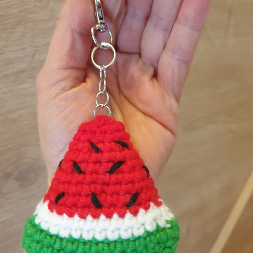 Watermelon Slice Handmade Crochet Keychain new, colorful