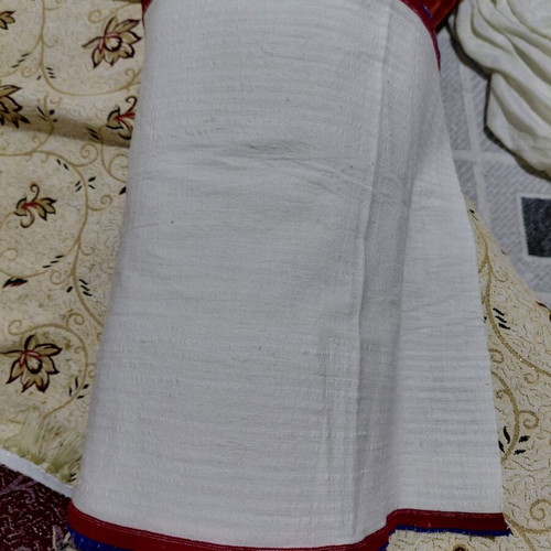 Traditional Argaleiou Fabric new, white with red-blue stripes