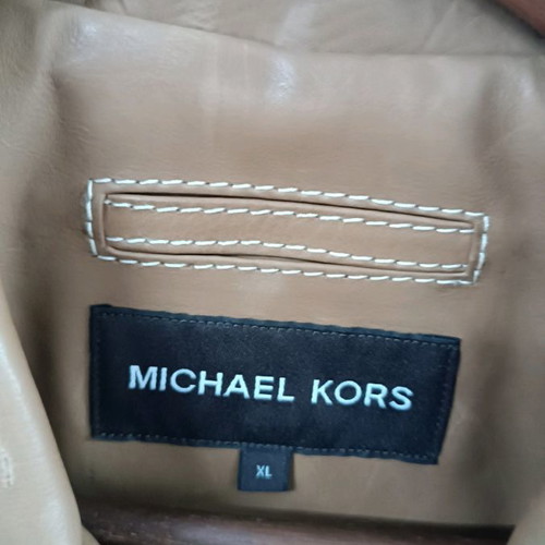 Michael Kors leather jacket men's used, beige, XL