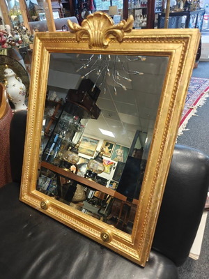 Antique Crystal Mirror in Wooden Frame with Decorative Element used