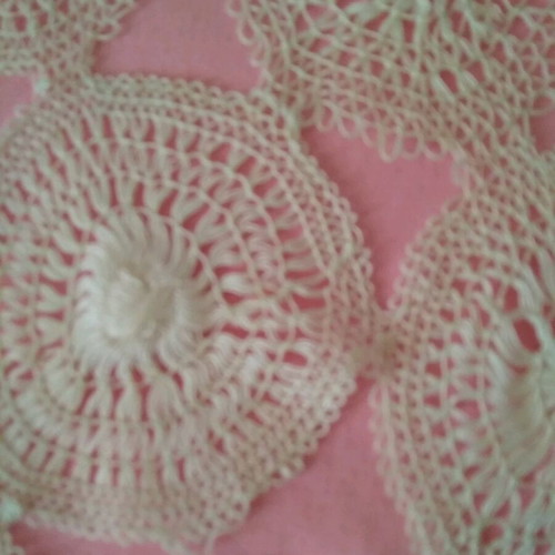 Diamond-shaped table runner used, white, 57×35 cm, 1960s