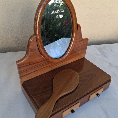 Vintage dressing table with drawers and mirror, used, 1960s