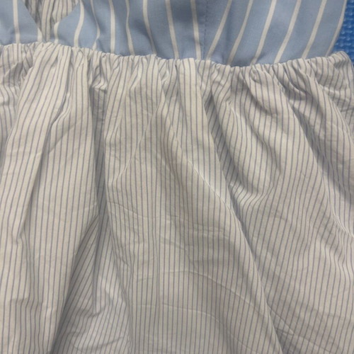 Y2K Blue Striped Peplum Babydoll Top with Black Ribbon Ties Zara size S like new