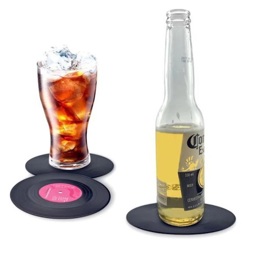 Set of 6 vinyl record coasters new, absorbent and non-slip