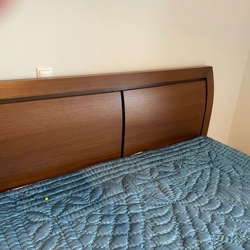 Double bed frame made of solid wood 210 x 180 cm with mattress