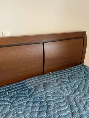 Double bed frame made of solid wood 210 x 180 cm with mattress