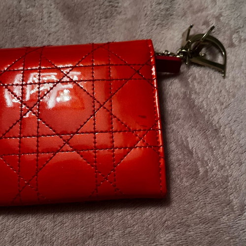 Lady Dior red patent leather wallet like new