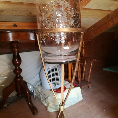 Vase with stand used, hand-painted with golden base