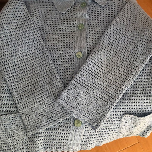 Handmade knitted set new L blue