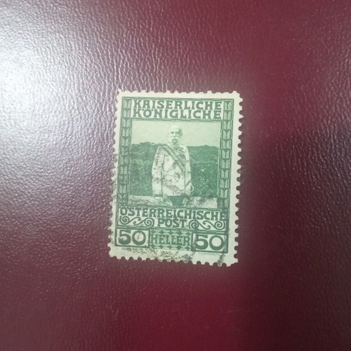 Austria 1908 stamp used with portrait of Franz Joseph I