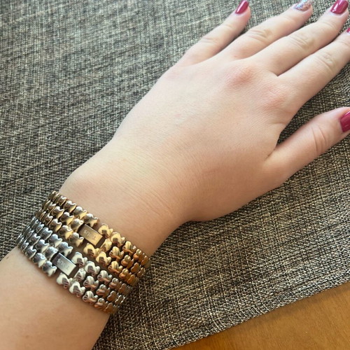 Tous bracelet with bear charms steel, like new, gold color