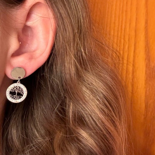 Stainless steel tree of life earrings new, silver