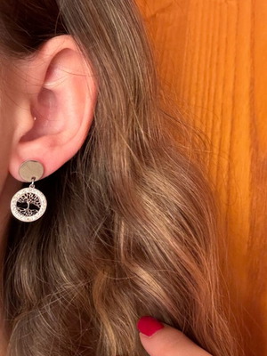 Stainless steel tree of life earrings new, silver
