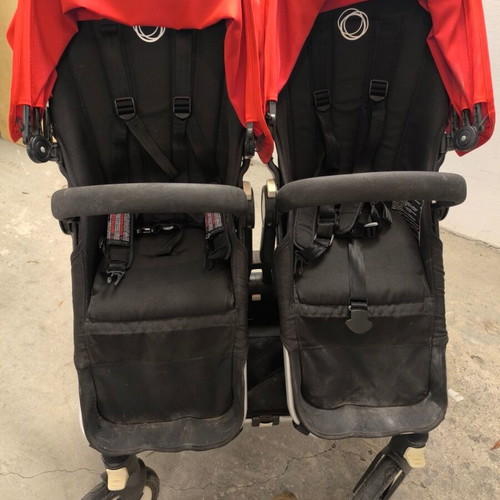 Bugaboo Donkey 2 Twin stroller used with full extra pack black red