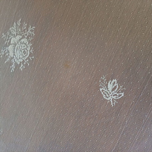 Transparent tablecloth used, light pink with rose patterns