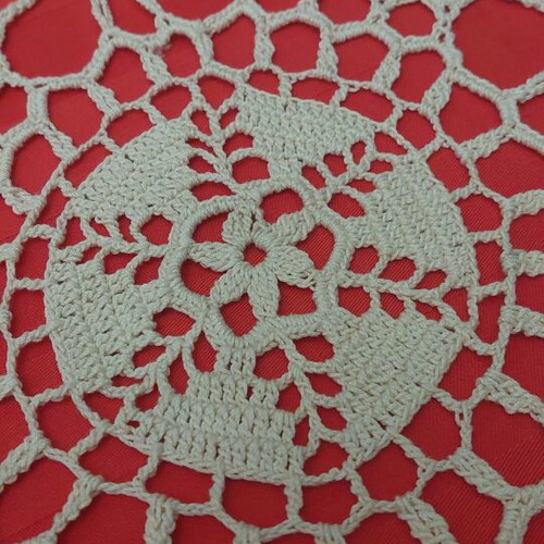 Handmade crochet tablecloth grapes 120x120 new, 50-year heirloom