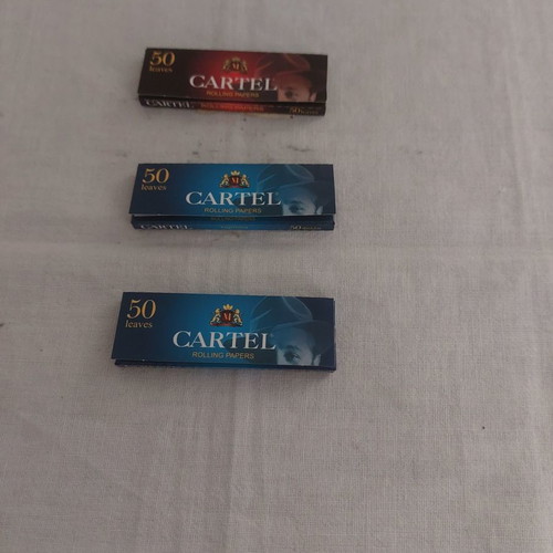 Cartel rolling papers new, pack of 3 (2 blue & 1 red)