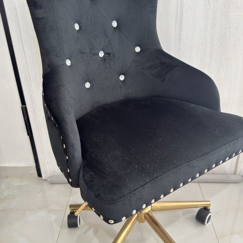 Office chair with wheels velvet fabric and crystals like new