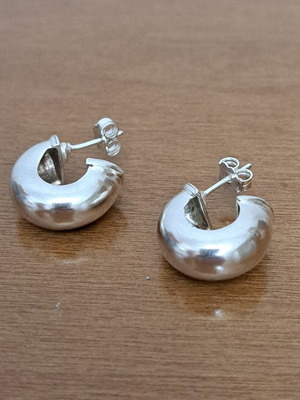 Ασημένια Chunky Hoops 925 σαν καινούργια, minimal κρίκοι