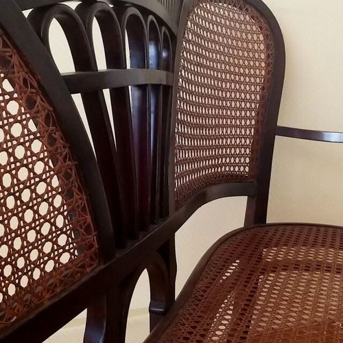 Gebrüder Thonet Settee like new, bent beech wood, Wien design