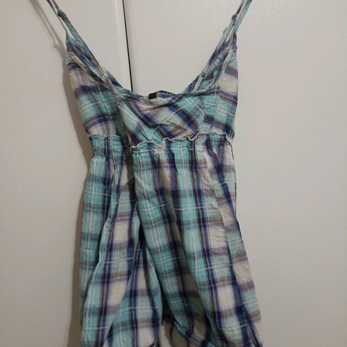 Pink Woman checked summer women's top like new, turquoise