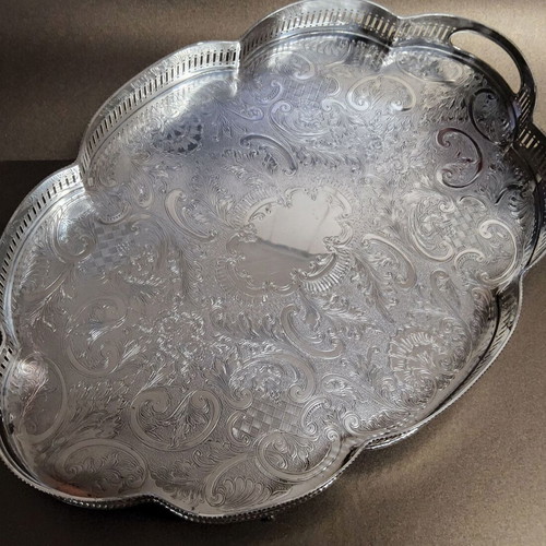 Large Silver Plated on Copper Sheffield Tray 30x45 cm