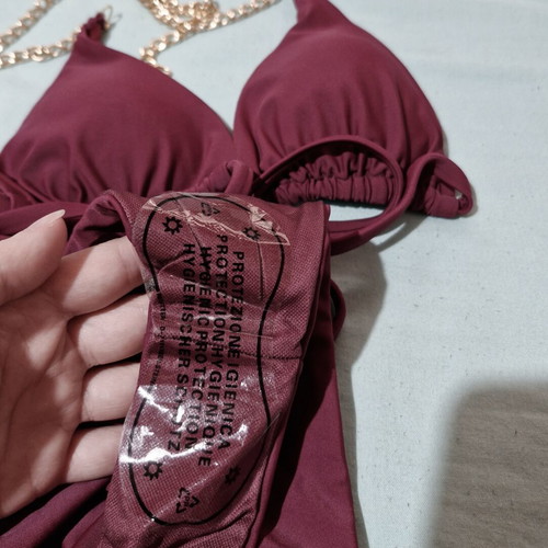 Bikini Decoro burgundy with adjustable gold chains size S new