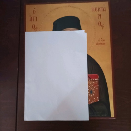 Εικόνα Αγίου Νεκταρίου αγιογραφία σαν καινούργιο, ξύλο καρυδιάς 25x35cm
