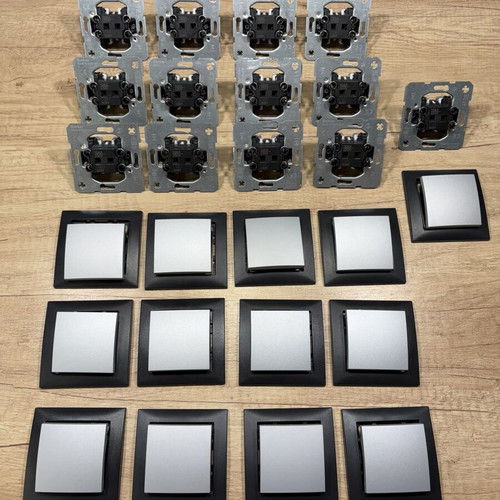 Hager Berker S1 Single Wall Switches with Frame and Button, 13 pcs, like new