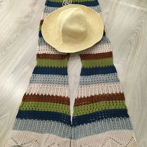 CUPSHE Multicolor Flared Crochet Beach Pants New