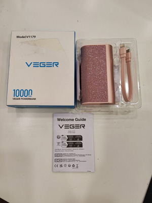 VEGER 10000 mAh εξωτερική μπαταρία νέα, ροζ-χρυσό με γκλίτερ και 20W φόρτιση