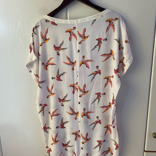 Zara straight dress like new, white with parrots