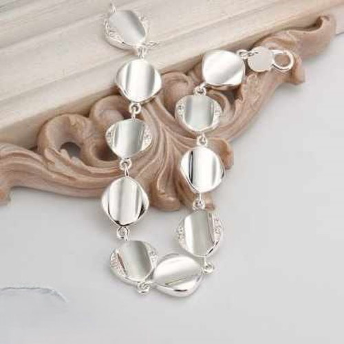 Bracelet for women new, silver chain with square links