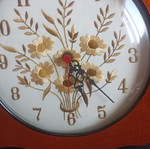 Vintage Solid Wood Wall Clock with Embroidered Dial 1980s-1990s